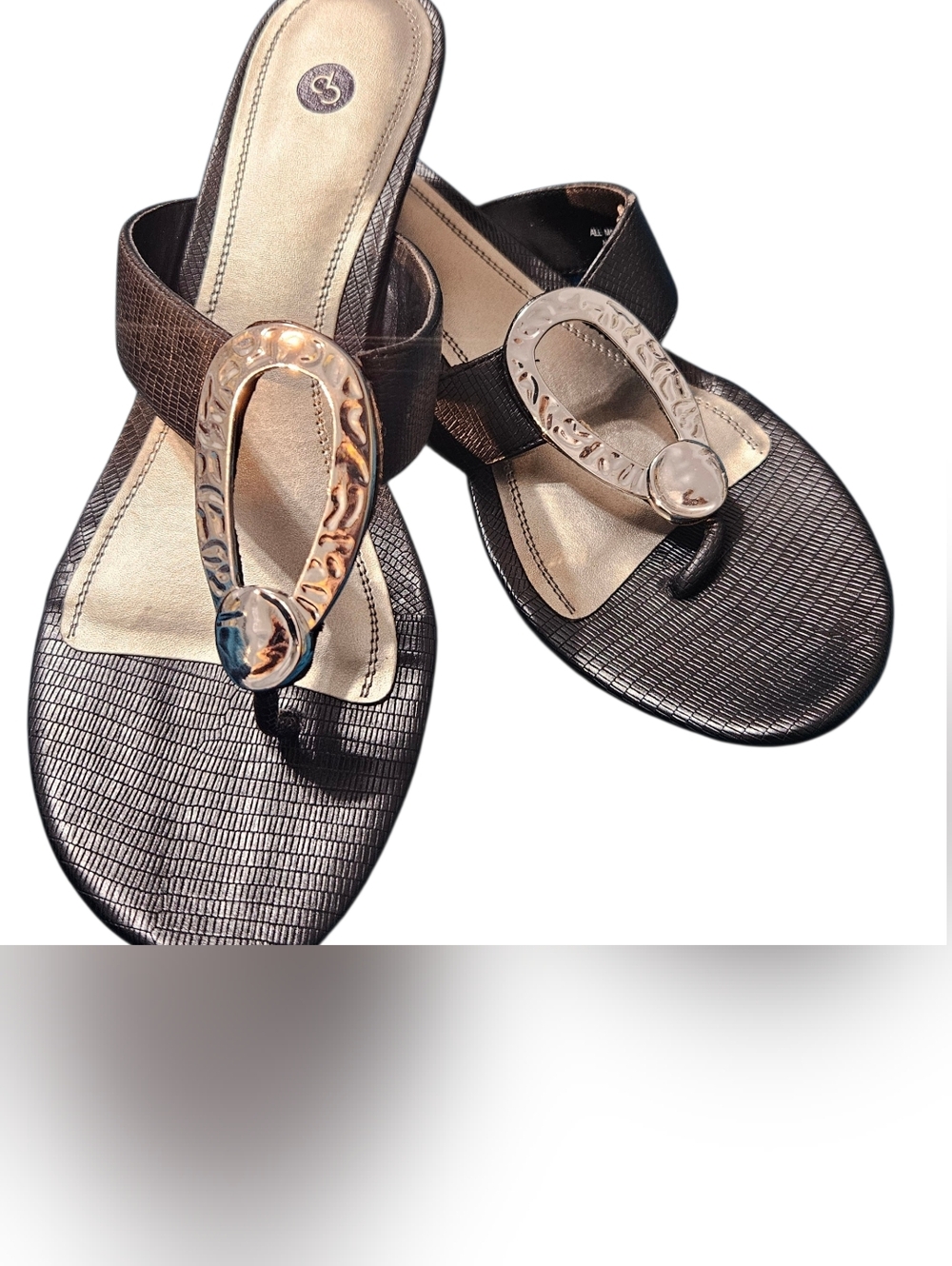 NWT 8M CP Ginny Women’s Black & Silver 2" Heel Sandal Shoes